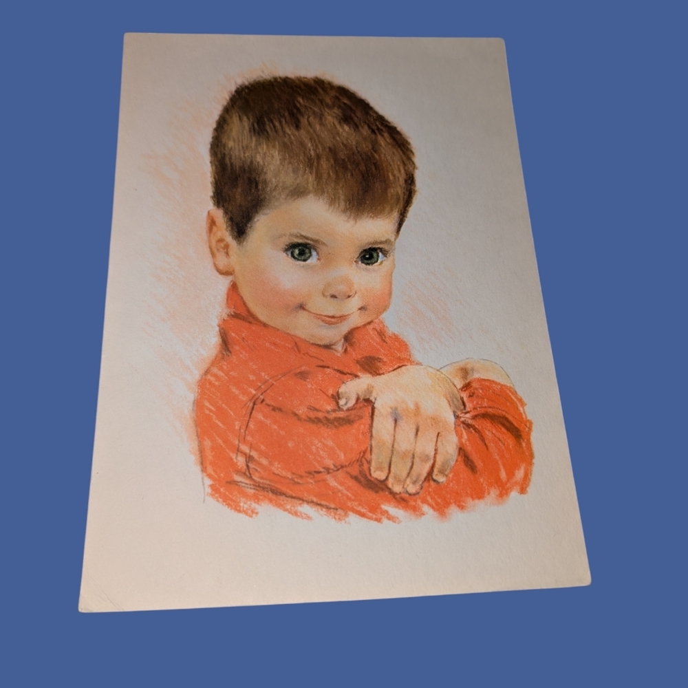 50s 60s Vintage Northern Paper Mills Frances Hook Artwork Boy Art Print MCM